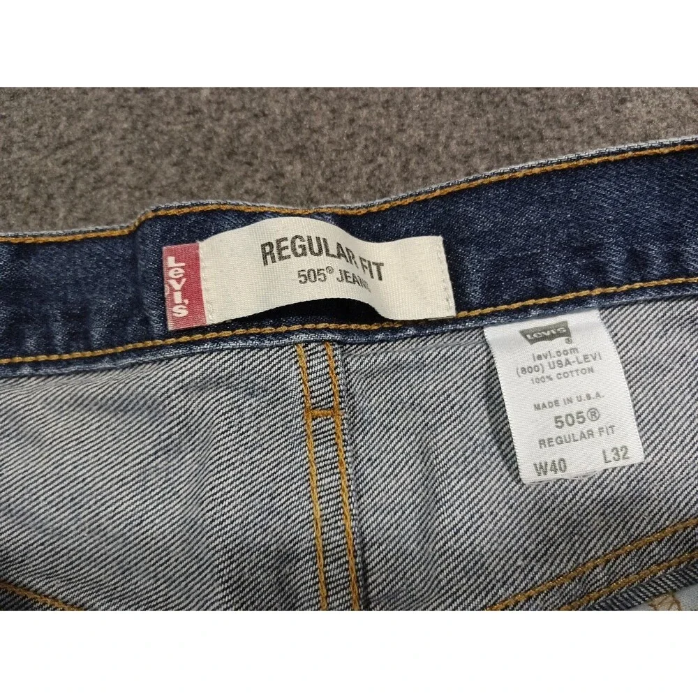 Levi's 505 Jeans Regular Fit Blue Denim Men's Size 40/32